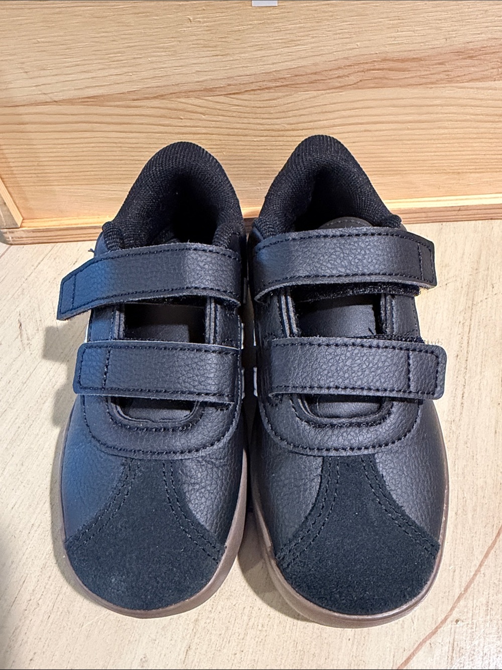 adidas Kids Black Double Velcro Sneakers